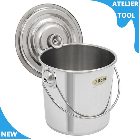 ATELIER 6L seau en acier inoxydable de qualité alimentaire avec couvercle pour cuisine, industrie, restauration (1/5)