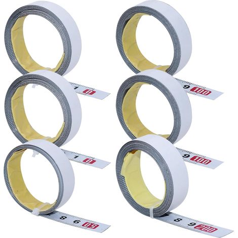 6 Pièces Mètre à Ruban en Acier au Carbone Auto-adhésif 1 m/2 m Règle Métrique Auto-adhésive Règle en Acier à L'échelle Collante pour Établis et Machines (Avant, Arrière, Centrage) (1/5)