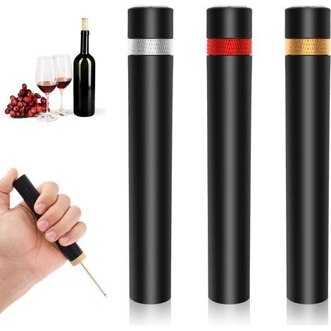3 Pièces Tire Bouchon Pompe à Air, Ouvre Bouteille Compact Acier Inoxydable ABS pour Vin - Décapsuleur à Une Touche, Tire-Bouchon portable sans effort pour Bar, Accessoire de vin (1/4)