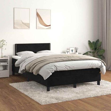 Sommier à lattes de lit avec matelas Noir 120x200 cm Velours (1/5)