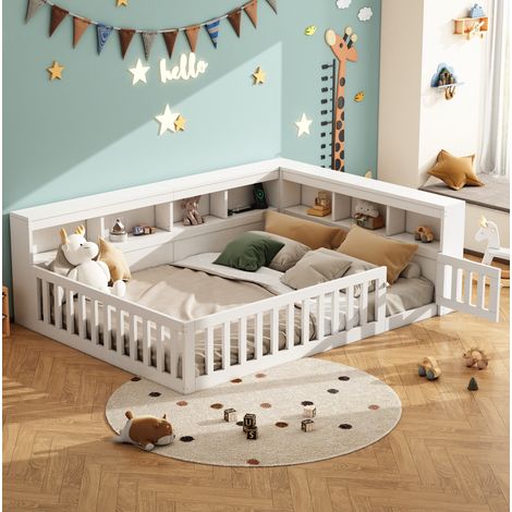 Cama diván 140x190 cm MDF blanca con almacenaje y USB, sin colchón – MEUBLIV (1/5)