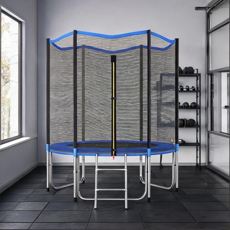Trampoline de jardin avec filet de sécurité 183 cm 80 kg bleu (1/5)