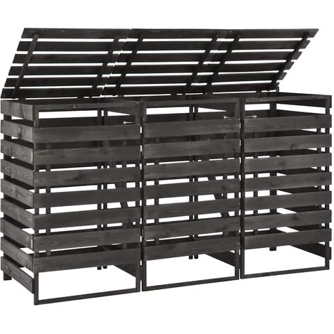 Mülltonnenbox für 3 Tonnen 210x75x121 cm Kiefer Massivholz