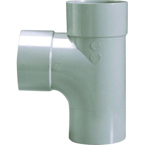 Raccord PVC gris en T - Mâle / femelle - Diamètre 125 mm - Double emboîtage - Girpi