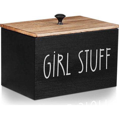 Boîte De Rangement Pour Serviettes Hygiéniques Avec Couvercle Organiseur De Produits Féminins Pour Salle De Bain Intérieur Réglable Conteneur Pour Cotons-Tiges Et Tampons (1/5)