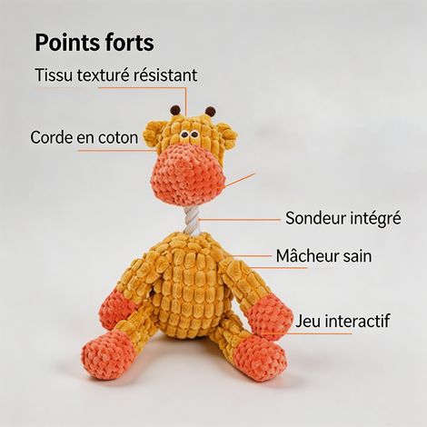 Jouet de compagnie en peluche pour chien, girafe jaune mignonne sonore, compagnon de jeu quotidien pour petits et moyens chiens (1/5)