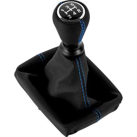 Lederschaltknauf mit Manschette, kompatibel mit Peugeot 206 406 (Blau) (1/5)