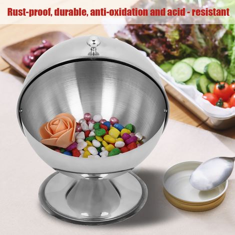 Gewürzkugel aus Edelstahl, Aufbewahrungsbehälter für kulinarische Zwecke, professionelle Messschüssel für Restaurant und Küche, feuchtigkeitsbeständiger Deckel. (1/5)