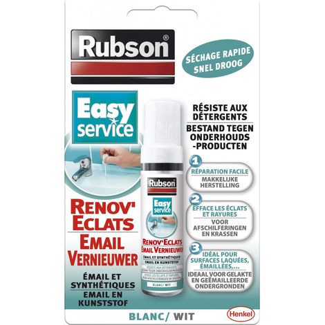 Nettoyant Rubson Rénov' Eclats 10ml – Réparation éclats et rayures sur surfaces émaillées – Résiste aux détergents – Application facile avec pinceau (1/5)