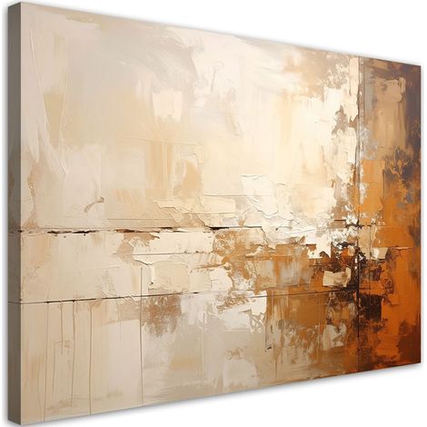 Impression sur Toile, Abstraction beige avec imitation de coups de pinceau,30x20 (1/4)