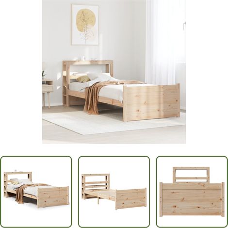 vidaXL Kiefernholz -  Bettgestell mit Kopfteil ohne Matratze 75x190 cm (1/5)