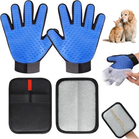 2 Gants Poil Chat + 2 Gant Poil Chat, Antistatiques, Gant Anti Poils Animaux épilation Efficace et Douce, Respirants et avec Fonction de Massage, Adaptés aux Animaux à Poils Longs et Courts (1/5)