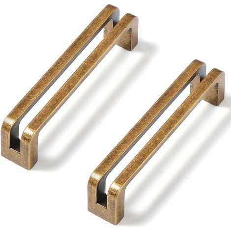 Maniglie per mobili da cucina in ottone anticato (set da 6), 96 mm, per cassetti, scrivanie e armadietti. (1/5)