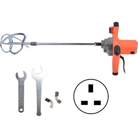 Malaxeur à béton électrique portable 6 vitesses, perceuse mélangeuse de ciment et mortier, prise UK 220V (1/5)