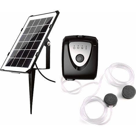 6V 3,5W Solar-Luftpumpe für Aquarium, Sauerstoffanreicherung mit Doppelschlauch und Sprudelstein für Gartenteiche