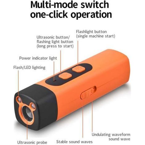 Ultraschall-Hundeabwehrgerät mit LED-Taschenlampe, akustisches Antibellgerät für den Innenbereich (1/5)