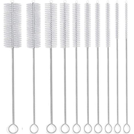 Langrohrbürste, 20 cm (8 Zoll) lange Nylon-Rohrbürste, 10er-Set, 10 verschiedene Durchmesser (1/4)