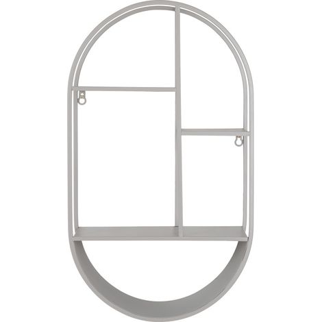 FIX-Étagère murale ovale en acier gris 35x60 cm (1/3)