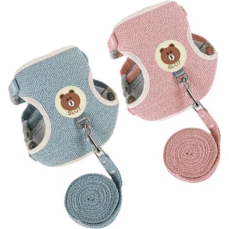Laisse Pour Lapin - 120 Cm - Harnais En Maille Respirante Et Coton - Convient Aux Lapins Chinchillas Furets Souris Et Autres Petits Animaux - Lot De 2 (1/5)