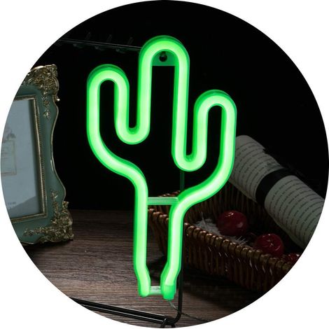 LED verte Cactus Neon Light batterie ou néon LED Powered USB Se connecter Décorations murales Night Lights pour les enfants Cadeaux pour enfants Accueil Décoration Party Supplies Intérieur-Fei Yu (1/5)