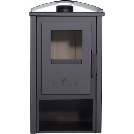 EIDER BIOMASA Poêle à bois acier - AMINA 8,12 kW - 150 m³ - rendement 80% - Sortie horizontale - Classe A - avec range-bûches (1/5)