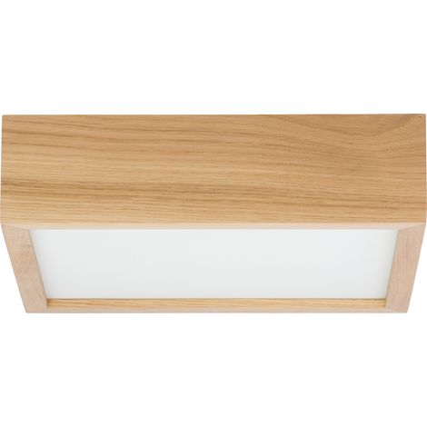 Plafonnier carré LEJA 480 mm en chêne pour salon, cuisine, salle de bain, style élégant (1/5)
