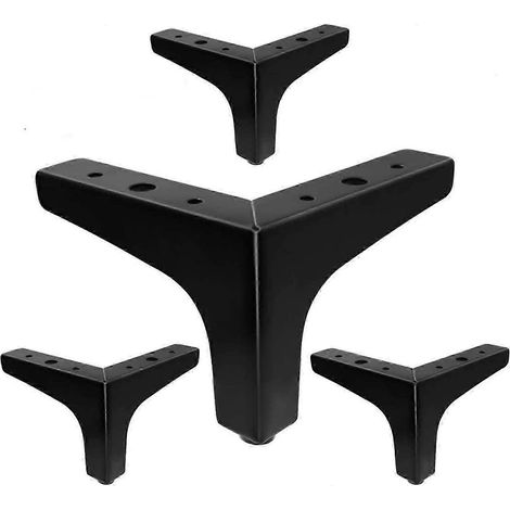 Pieds de canapé en métal, ensemble de 4 pièces, noir, 3,93 pouces, compatibles avec les meubles modernes, 17 cm. (1/5)