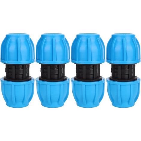 Tor de Tuyau d'eau 4 Pièces, Plastique PE 25mm à Raccord Droit en Laiton pour Tuyau Mdpe pour PVC PPR (1/5)