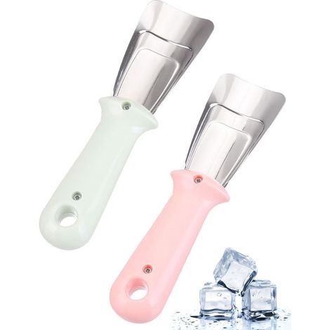 Eiskratzer für 2 Kühl- und Gefrierfächer, ergonomischer Griff (grün/rosa)