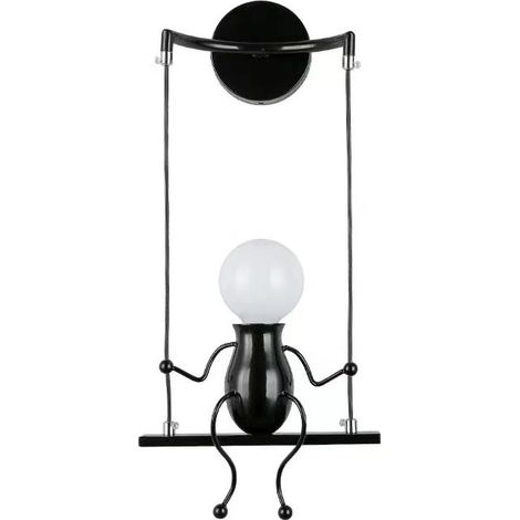 Moderne Lampe Murale Applique Créatif Simplicité Design Petite Personne Créatif E27 Luminaire Noir pour Chambre d'enfant Couloir Décoratives Eclairage Cuisine Loft Bar (1/5)