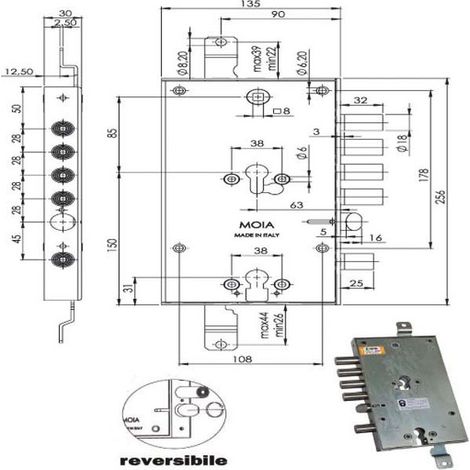 Serratura Blindata a Cilindro Triplice E63 Moia 6654/280 con Servizio Sicurezza