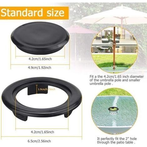 Set mit 2 Kunststoff-Schutzringen für Tischsonnenschirme, 42 mm, bruchsicher, verschleißfest, sonnenbeständig, Tischring für Sonnenschirme im Freien (1/3)