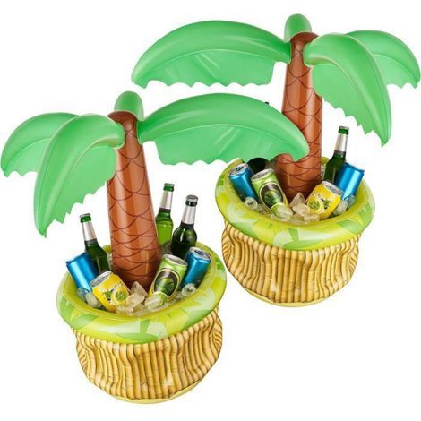 2pcs Palmier Gonflable Refroidisseur de bière Refroidisseur de bière de fête Seau à Glace pour Piscine d'été Fête à (1/4)