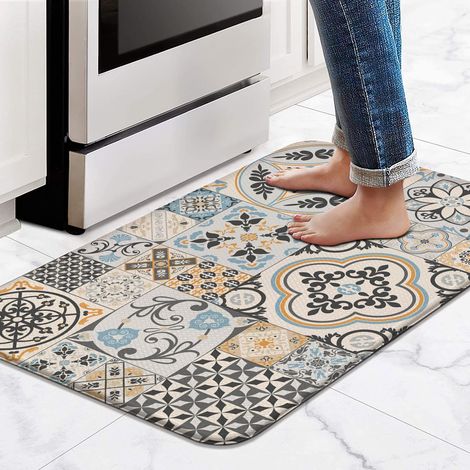 Kitchen floor mat, non-slip, oil-proof, waterproof, washable, easy-to-clean, suitable for home use, luxurious style, stain-resistant doormat - 2 - 40X60cm