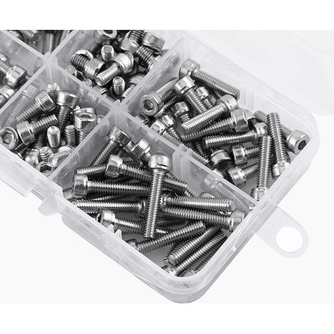 Kit d'accessoires de 120 vis à tête hexagonale creuse en acier inoxydable M46/8/10/12/16/20 DIN912 (1/5)