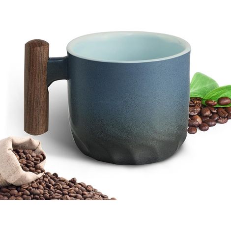 Tazza da caffè, tazzina da espresso in ceramica blu da 70 ml con manico, tazza da ufficio per tè matcha, tè verde, espresso, latte macchiato (1/5)
