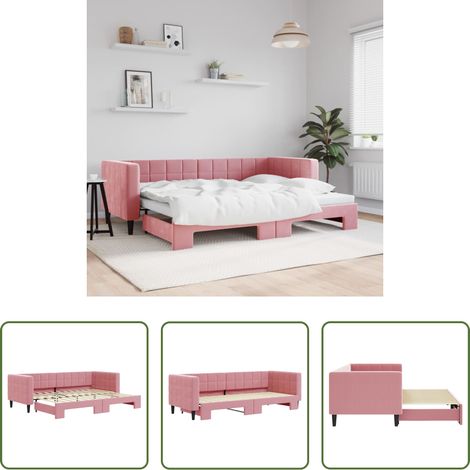 Schlafsofa -  Tagesbett Ausziehbar Rosa 80x200 cm Samt (1/5)