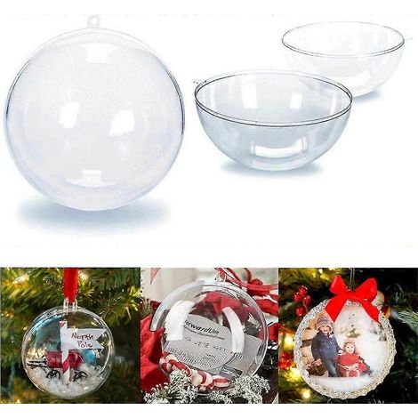 20 boules de Noël transparentes en acrylique, 80 mm (3,15 pouces), à monter soi-même. (1/4)