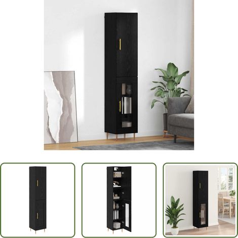 vidaXL Buffet salle à manger - Haut Armoire 2 pcs Chêne noir Bois d'ingénierie (1/5)