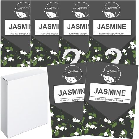 Pack of 6 Scented Wardrobe Sachets, Scented Wardrobe Smells Good Home, Lavender Sachets Cupboards, Car Fragrance, Home Room Fragrance, Deodoriser Clothes Wardrobe (Jasmine) (1/5)