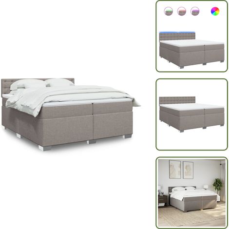 The Living Store Boxspringbett mit Matratze Taupe 200x200 cm Stoff - Boxspringbett - Doppelbett - Liegefläche 200x200 Cm - Bettenrahmen - Kopfteil (1/5)