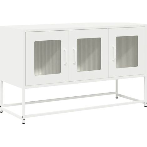 Mobile porta TV multifunzionale pratico spazio di archiviazione stile moderno 100,5 x 39 x 60 cm in acciaio laminato a freddo bianco 020049869
