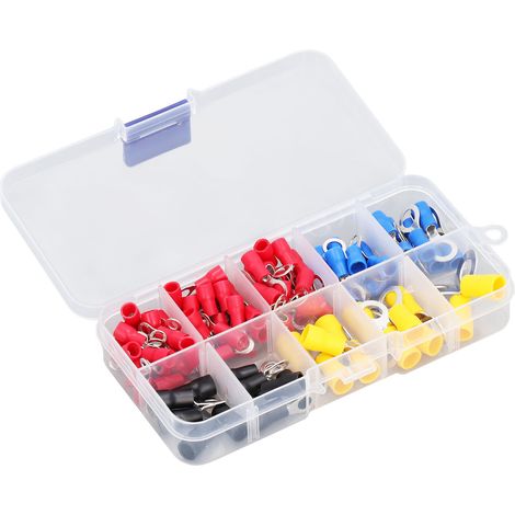 Kit d'assortiment de 102 cosses annulaires isolées, 10 spécifications différentes, connecteurs de fils ignifugés (1/5)