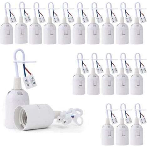 20 Pcs Douille Ampoule Plafond E27 à Visser de Chantier, Base Plafonnier Culot E27, Support de Lampe Plafonnier a Encastrer, pour Ampoules à Incandescence, Lampes Halogènes(Blanc)
