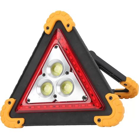 1 triangle de signalisation LED, clignotant blanc/rouge, étanche IP65, alimentation batterie 18650 ou piles AA, usage urgence routière