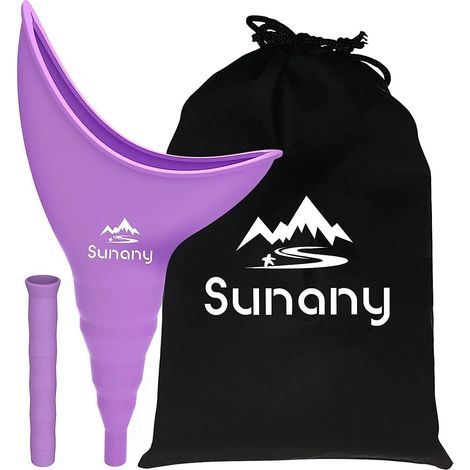 Urinoir portable pour femmes - Urinoir en forme d'entonnoir réutilisable avec sac de transport discret - Idéal pour le camping, la randonnée, les activités de plein air et plus encore - Violet (1/5)