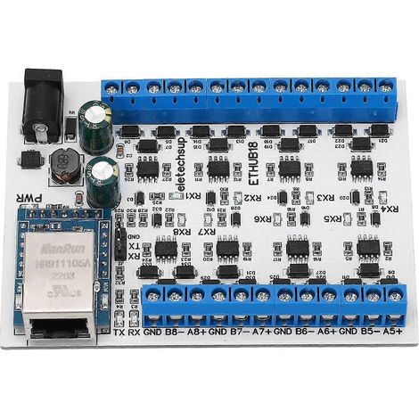 Convertisseur RJ45 vers 8 RS485 avec protection contre les surtensions TVS, carte hub 115 200 BPS pour la surveillance de sécurité DC7-3