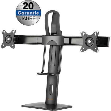 Height adjustable desk stand for 2x flat screens with spring system for screens 17“ - 27“ (43 - 69 cm), loads 4 - 12 kg, with spring system