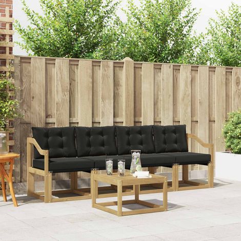 vidaXL Outdoor-Sofagarnitur mit Kissen 5 pcs Weiß und Schwarz (1/5)