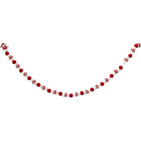 Guirlande De Boules En Feutre - Rouge Et Blanc - Pour Décoration De Noël Intérieure Et Extérieure - 2 Mètres - 1 Pièce (1/5)